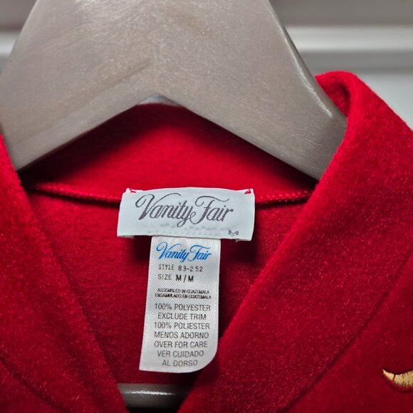 Vintage Vanity Fair Red Embroidered Zip Robe – Medium - Picture 3 of 8